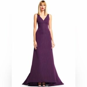 NWT! Adrianna Papell Sleeveless V-Neck Fit and Flare Gown with Train Size 6